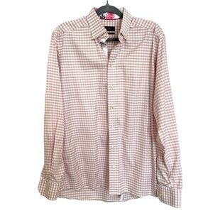 Eton Luxury Long Sleeve Men’s Contemporary Dress Shirt Pink & Tan Checked 41/16